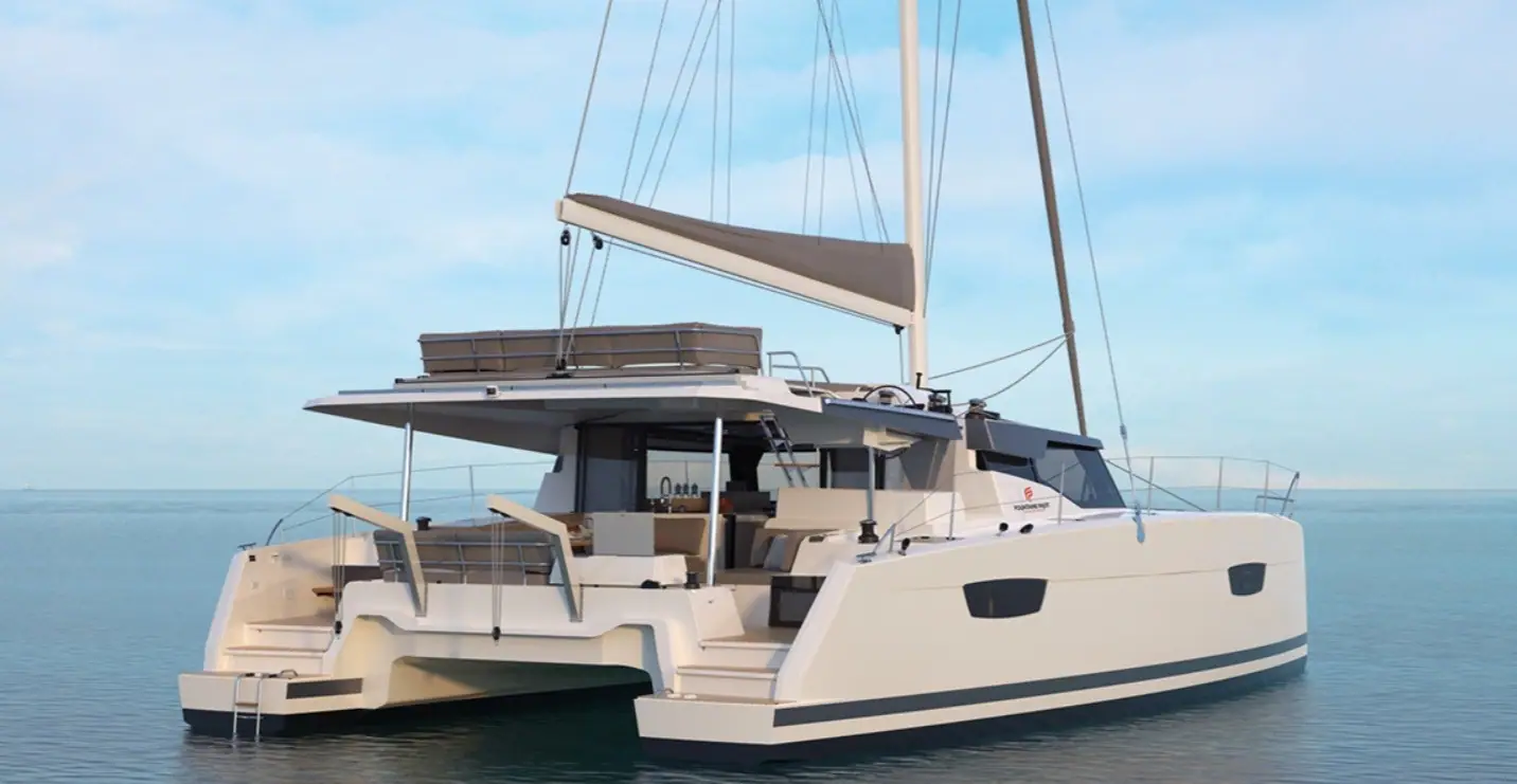 A catamaran at anchor